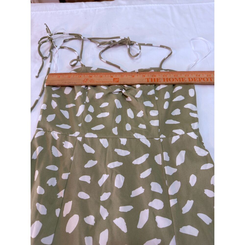 Lulus Party in Paris Sage Green Print Tie-Strap Midi Dress Size XS - Picture 9 of 12